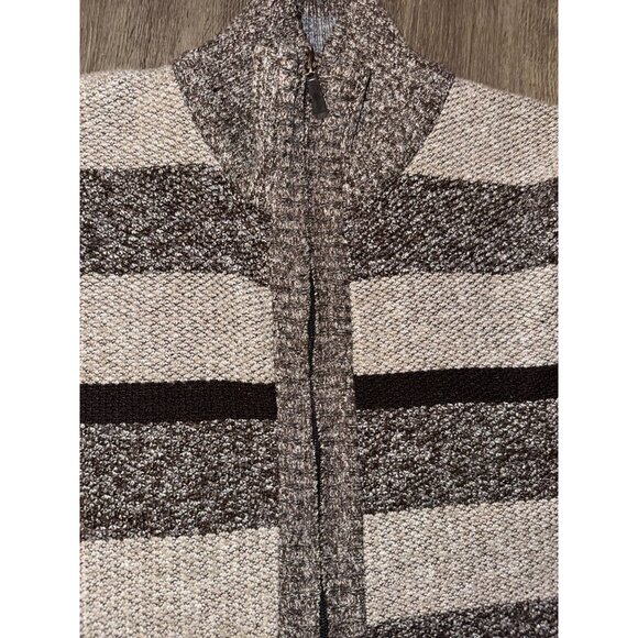 Silver Needle Striped Full-Zip Cardigan Sweater L - Picture 2 of 7